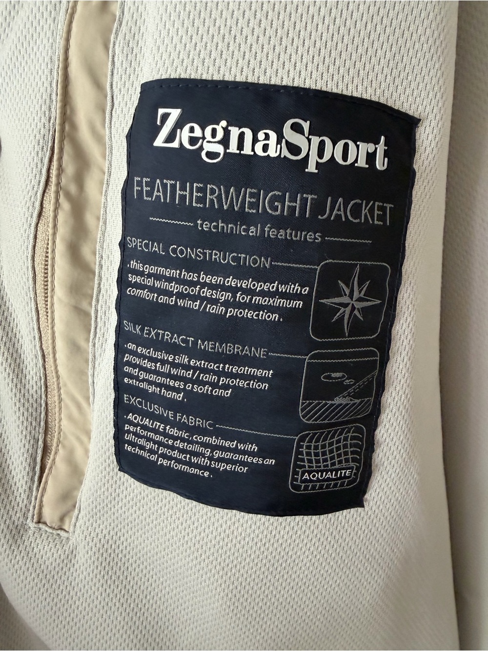 Zegna Sport Featherweight Aqualite Technical Jacket, Size M